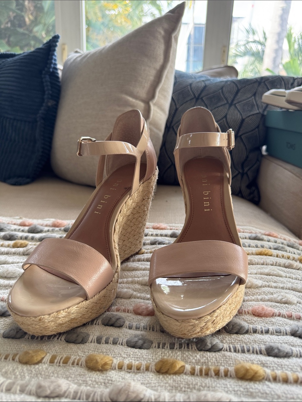 Gianni Bini Blush Tan Espadrille Wedge Sandals